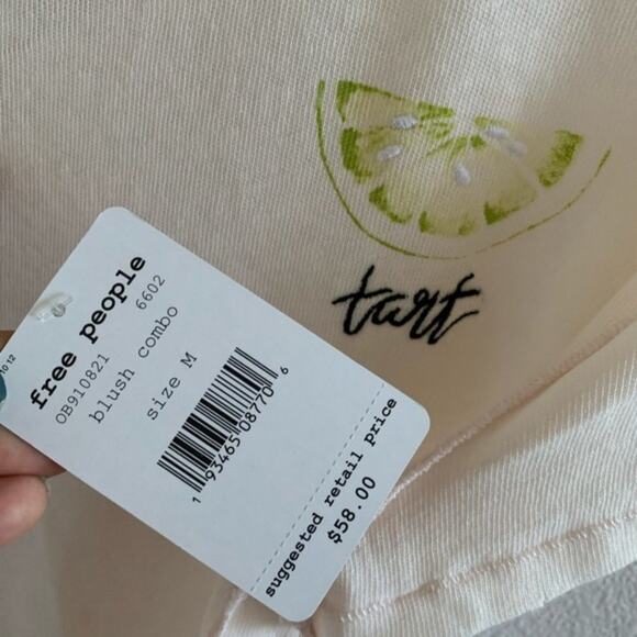 NWT FP We The Free Fruit Medley Lime Tart Tee Graphic Casual Elevated Basic Med - Picture 8 of 11
